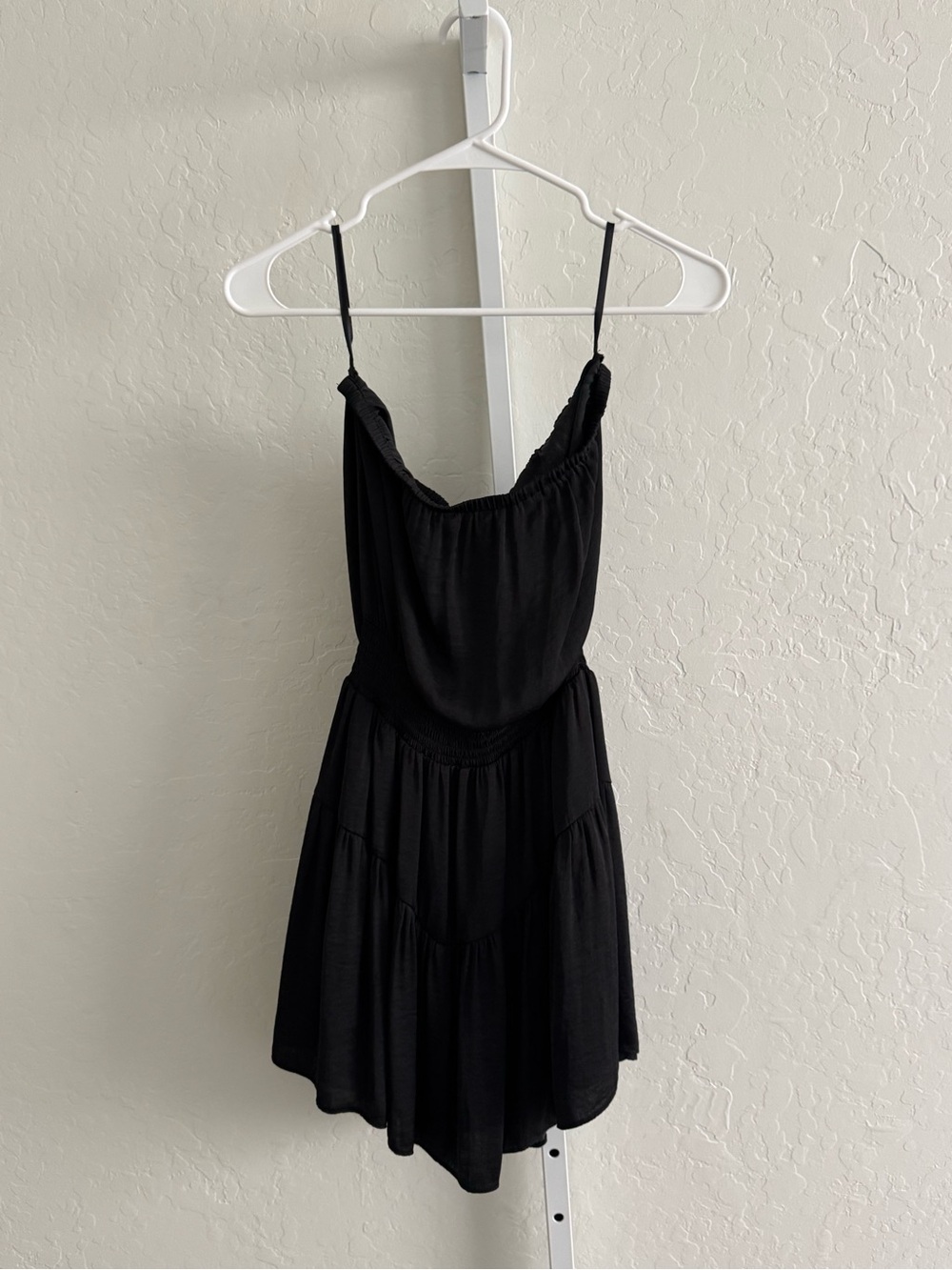 Naked Zebra Black Spaghetti-Strap Tiered Mini Dress